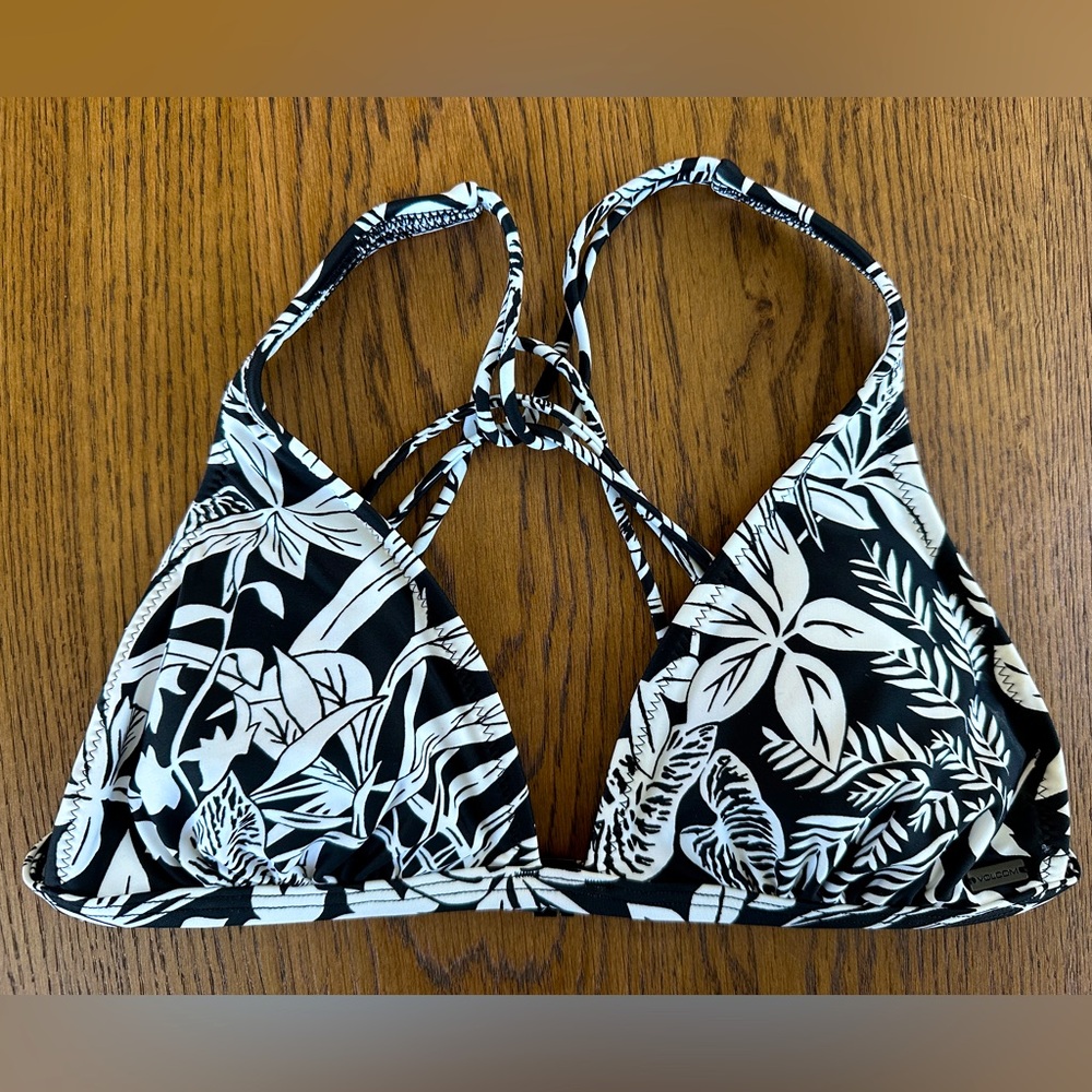 VOLCOM Bikini Top Floral - Black & White Size S